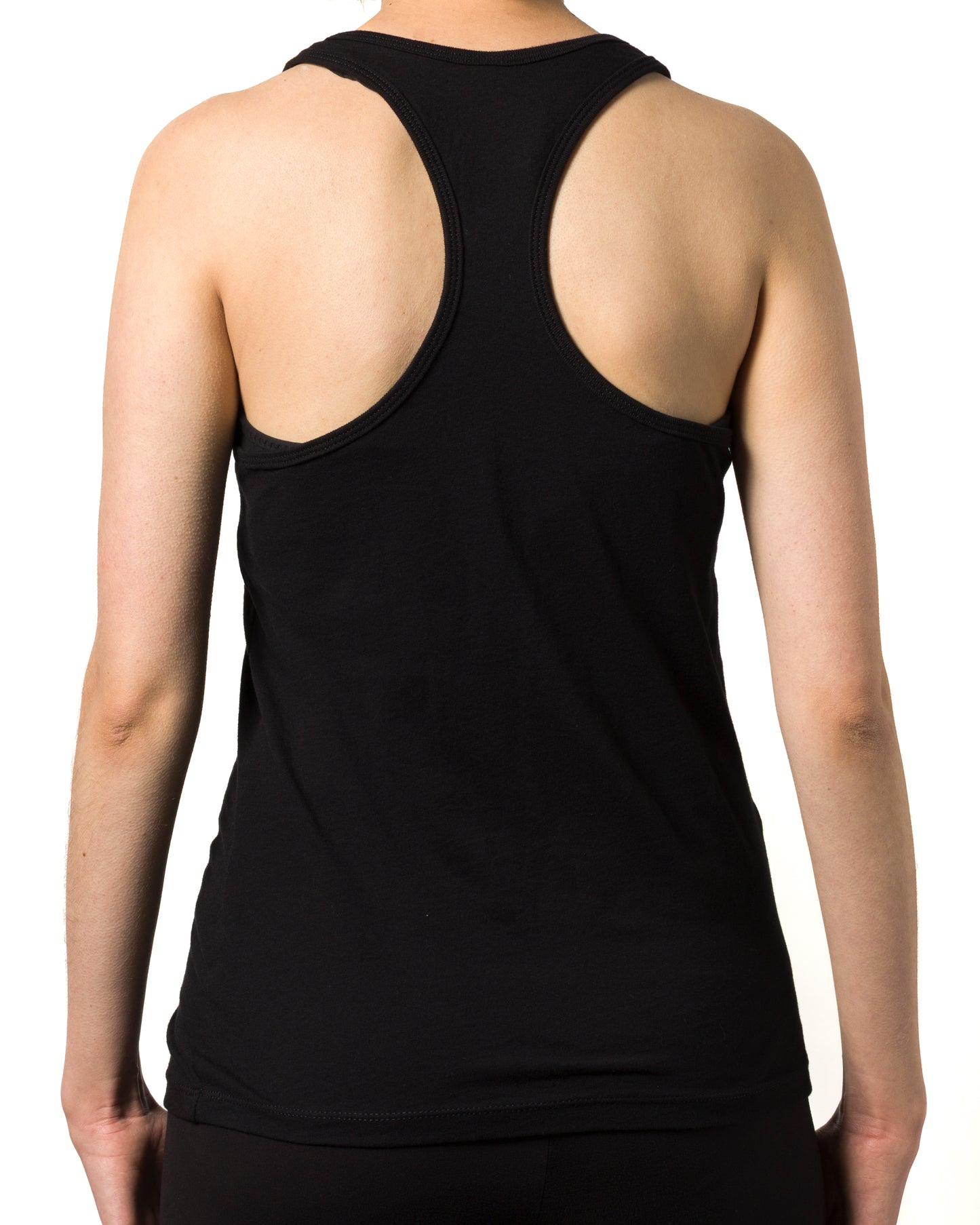 Feel Free - White on Black Flowy Racer Back Tank