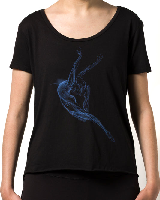 Feel Free - Blue on Black Longtail Tee