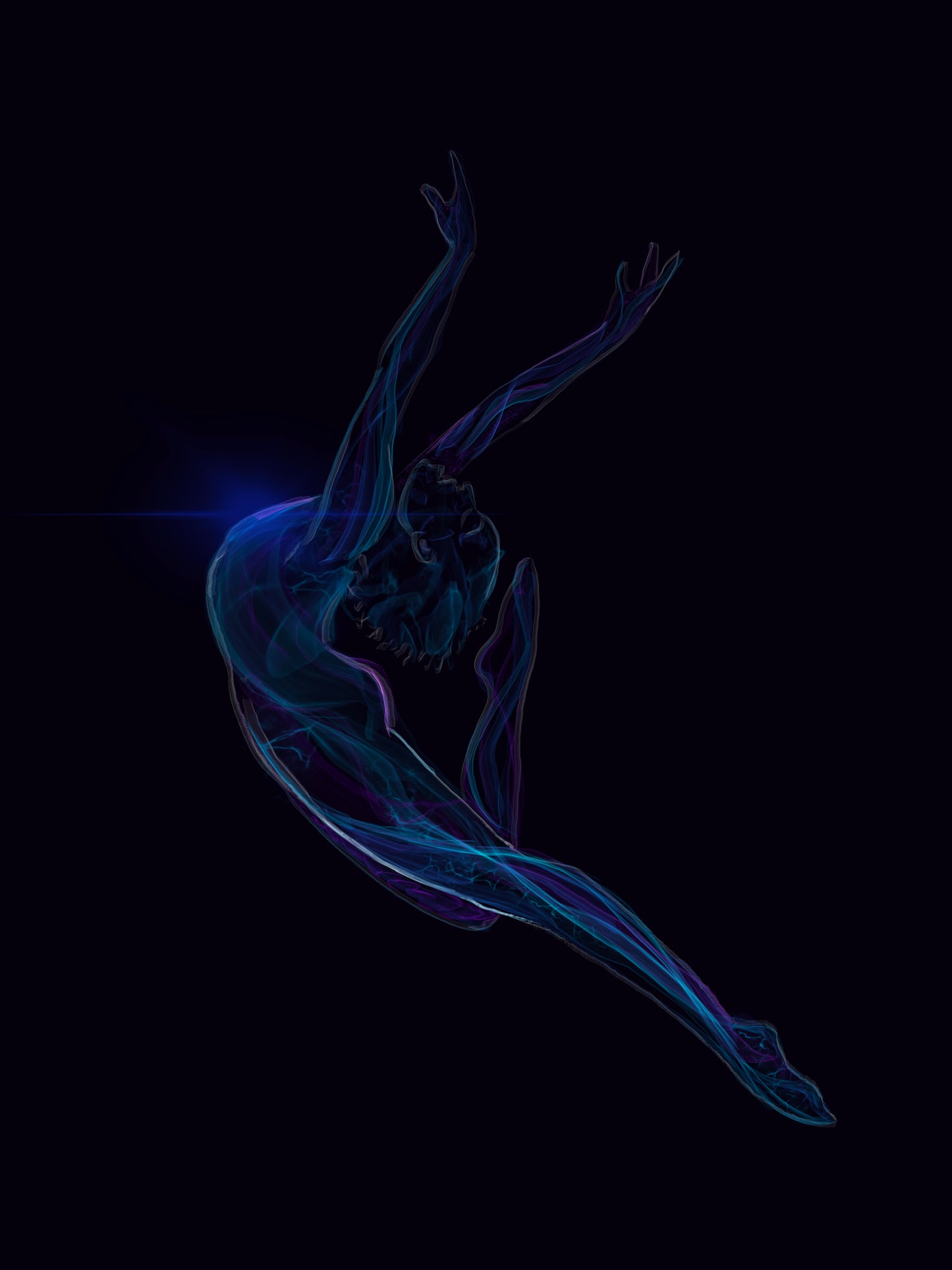 Feel Free - Blue on Black Longtail Tee